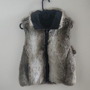 Weatherproof Black Faux Fur Reversable Vest